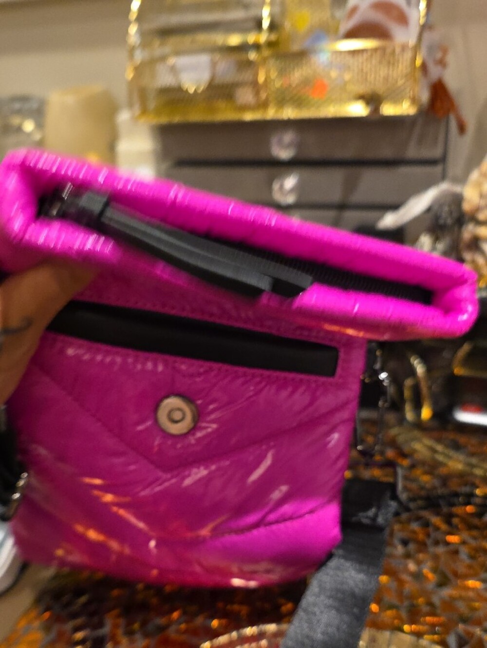 Hot Pink Quilted Crossbody Bag - Picture 6 of 6